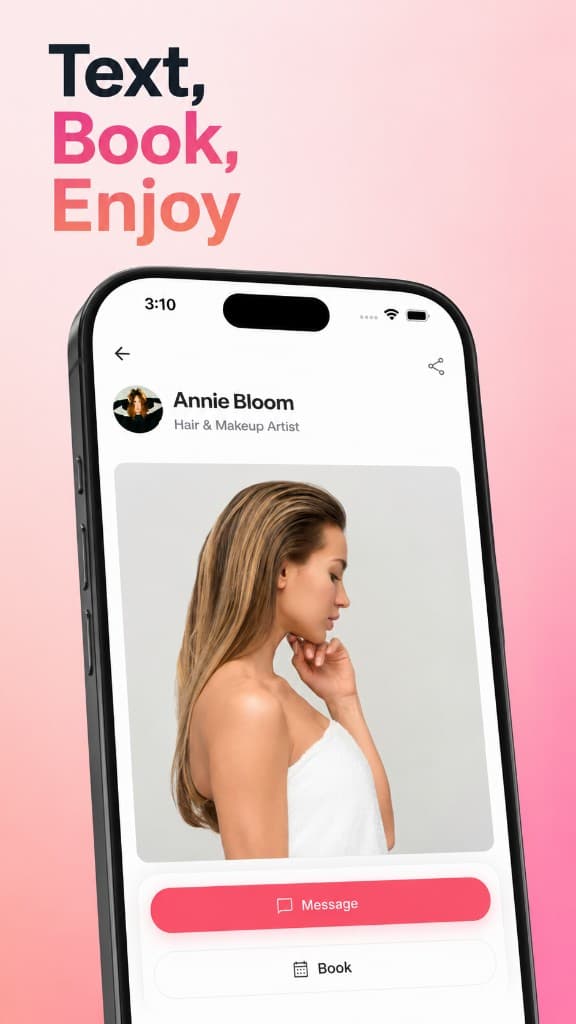Picassa profile screen with messaging and booking actions