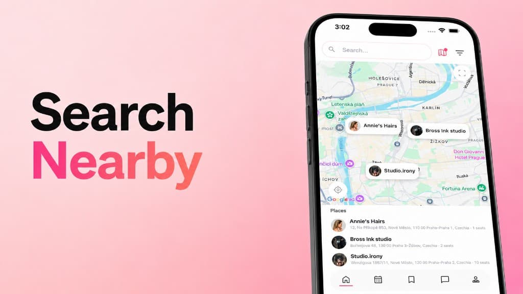Map and list of nearby professionals in Picassa