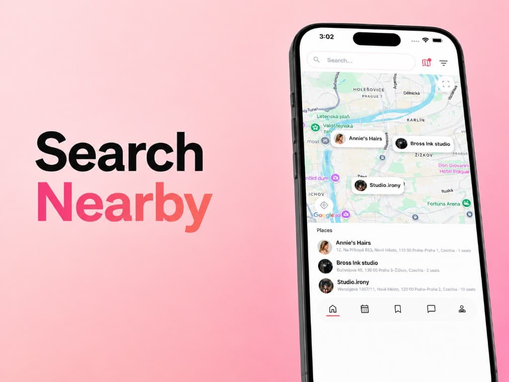 Map and list of nearby professionals in Picassa
